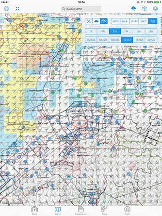 Check the current aviation weather with wind forecasts, METAR / TAF and GAFOR.