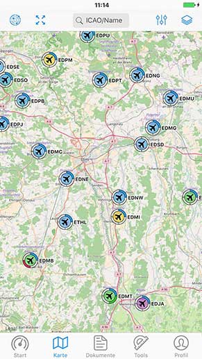 Hilfreich für VFR & IFR Piloten: Flugplatzsuche nach ICAO. Flugwetter & PIREP.