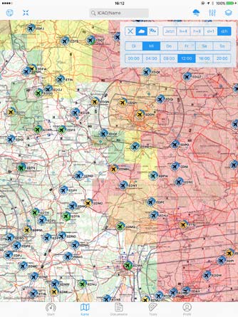 Flugwetter Prognosen für die nächsten fünf Tage. Sichtflugbedingungen gemäss GAFOR Schema. Mit METAR / TAF.