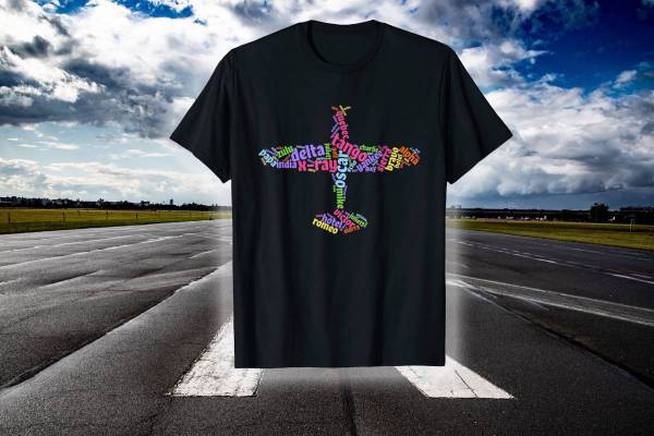 Originelles T-Shirt f&uuml;r Piloten mit Fliegeralphabet